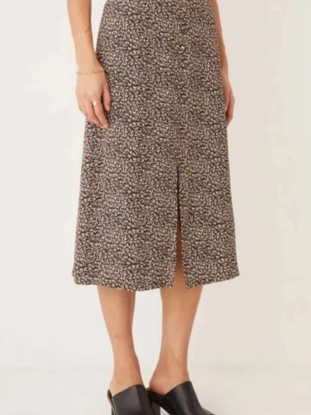 Frank and Oak floral midi skirt black, beige, lilac women's size M
